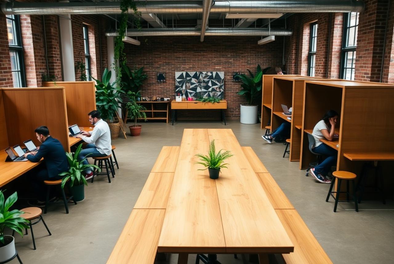Interior of a coworking spaces site kept clean under a professional janitorial program