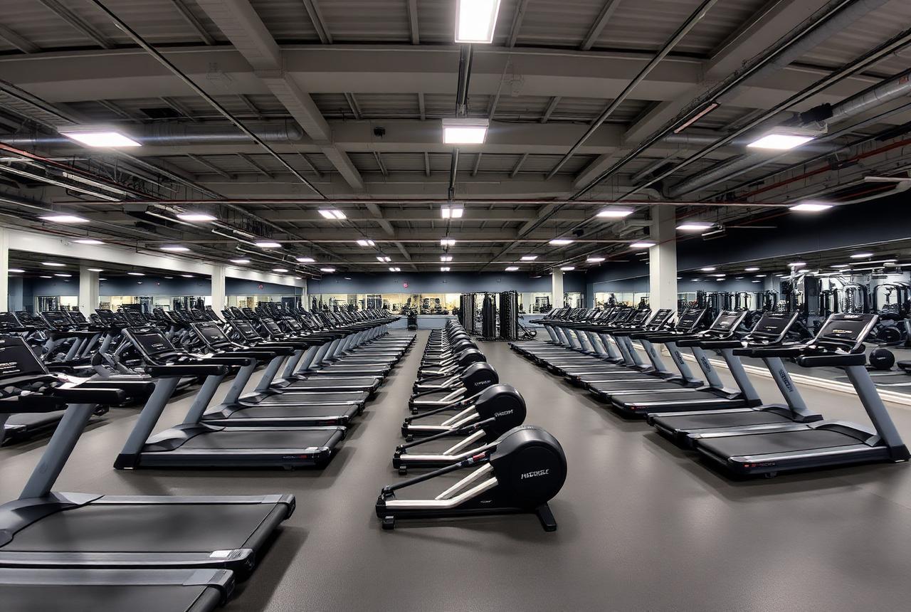 Interior of a fitness centers site kept clean under a professional janitorial program