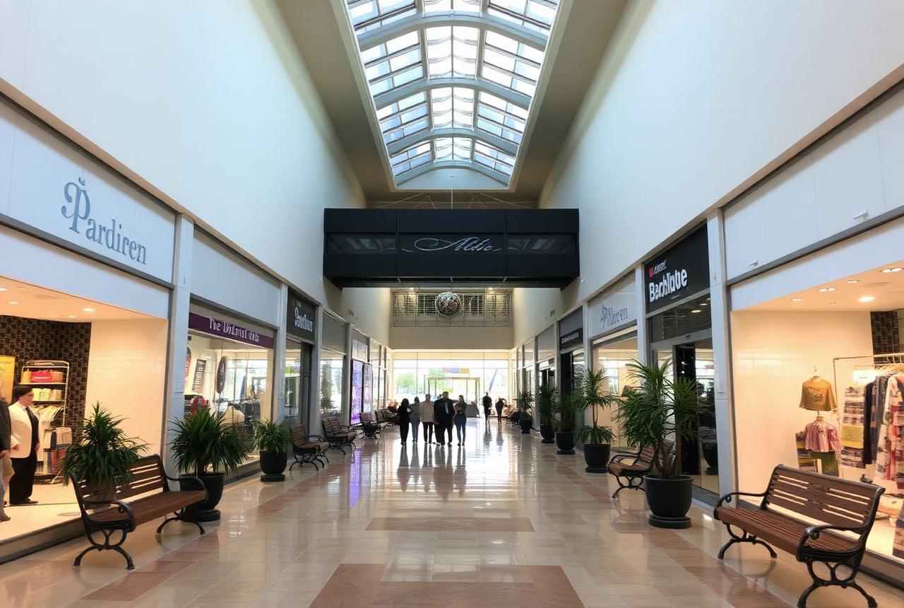 Interior of a shopping centers site kept clean under a professional janitorial program